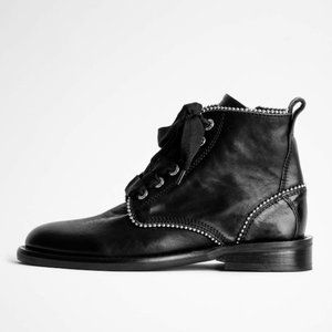 NEW Zadig & Voltaire Laureen Roma Studs Ankle Boots, Black Size 41